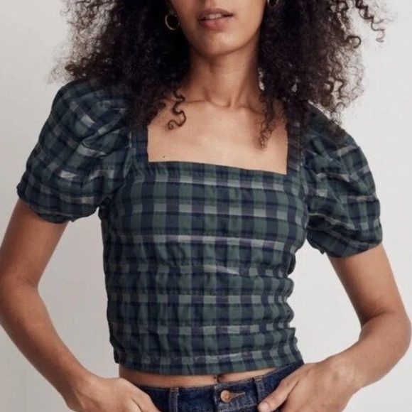 Madewell Hopeful Puff-Sleeve Crop - Picture 1 of 7